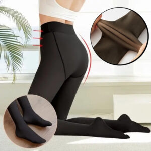 Meias-calça feminina translúcida e elástica de cintura alta, sem veludo.