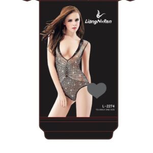 Body com Strass e Brilho, Arrastão no Tule Transparente