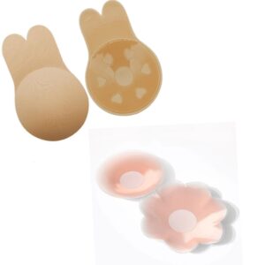 Conjunto de adesivo invisível para levantamento de seios com orelhas de coelho + adesivo invisível de silicone para seio