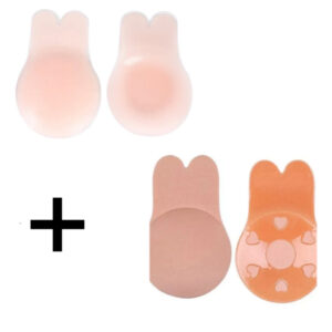 Remendo de levantamento de orelha de coelho de silicone + remendo de levantamento de peito de pano de orelha de coelho a